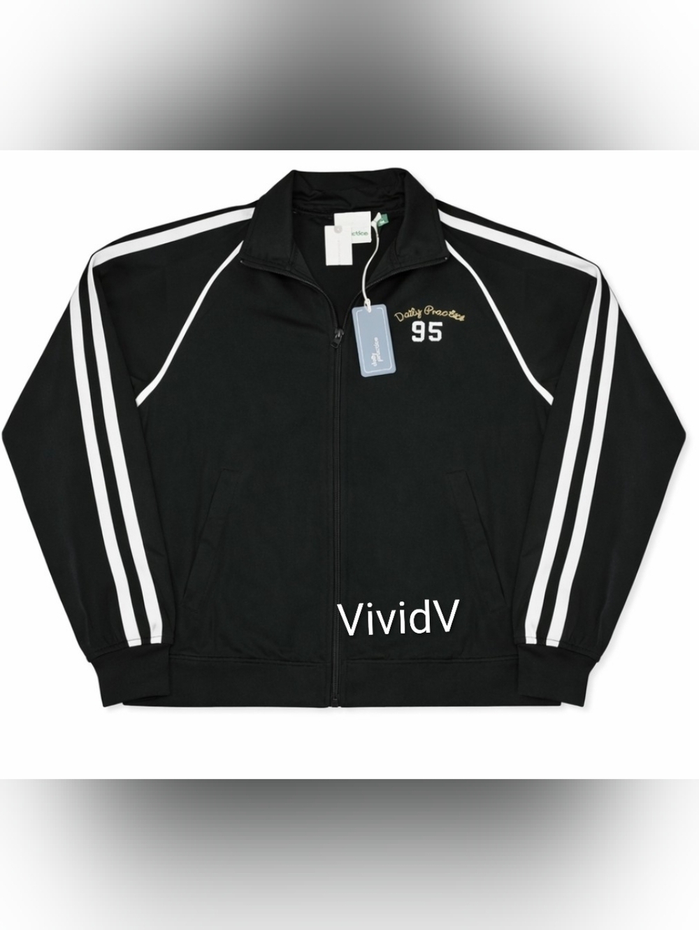 Anthropologioe Daily Practice Zip-Up Track Jacket Black & White  Medium NWT$138